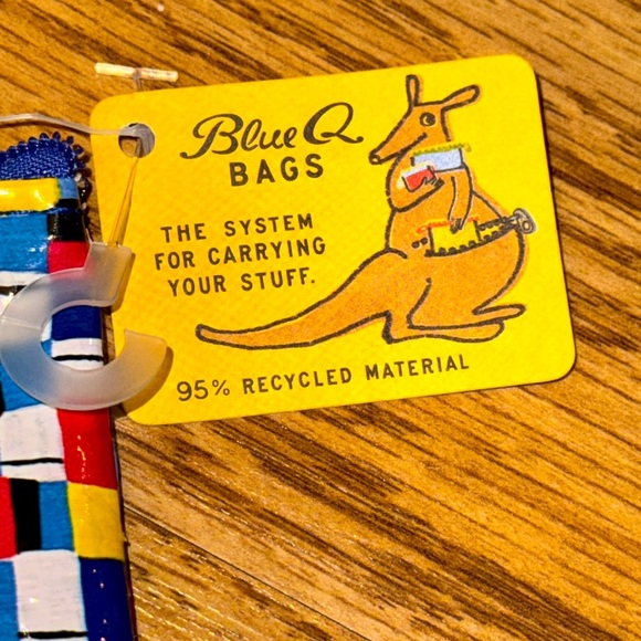 BLUE Q Bags Coin Purse:Checkerboard Multi Color Zipper Bag 95% Recycled Material - Picture 3 of 7